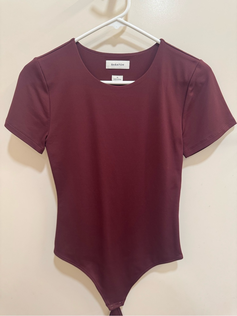 Aritzia Babaton Short Sleeve Bodysuit in Deep Wine